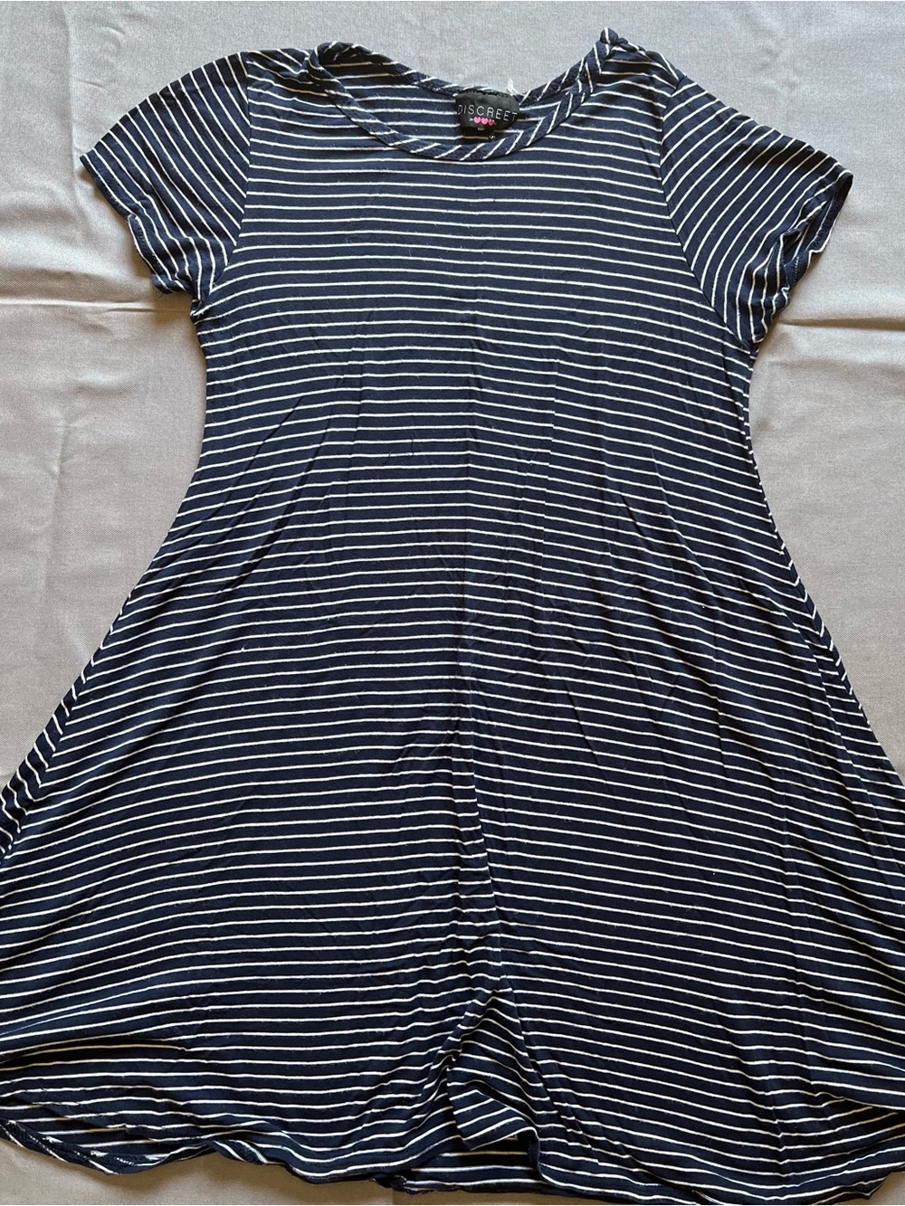 Discreet Navy and White Striped Casual Kids Dress